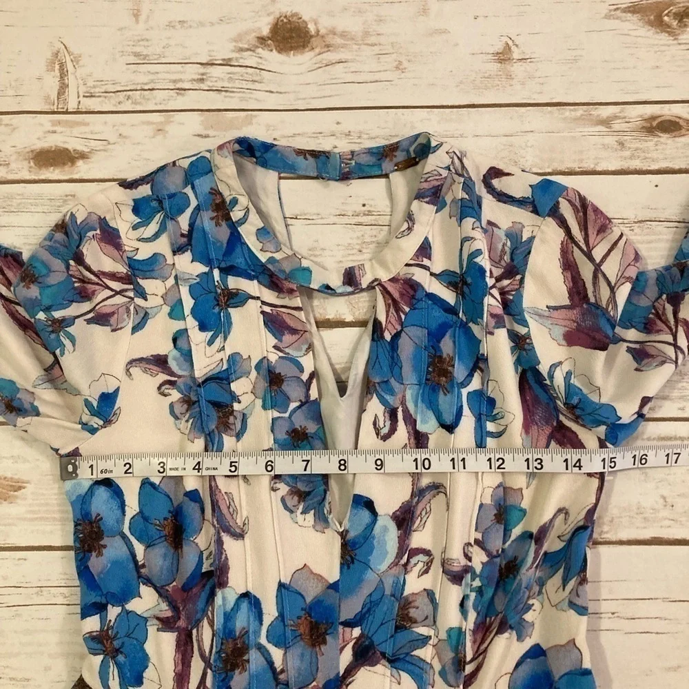 Free People Blue Tegan Deep V-Neckline Pleated Dress Size 4